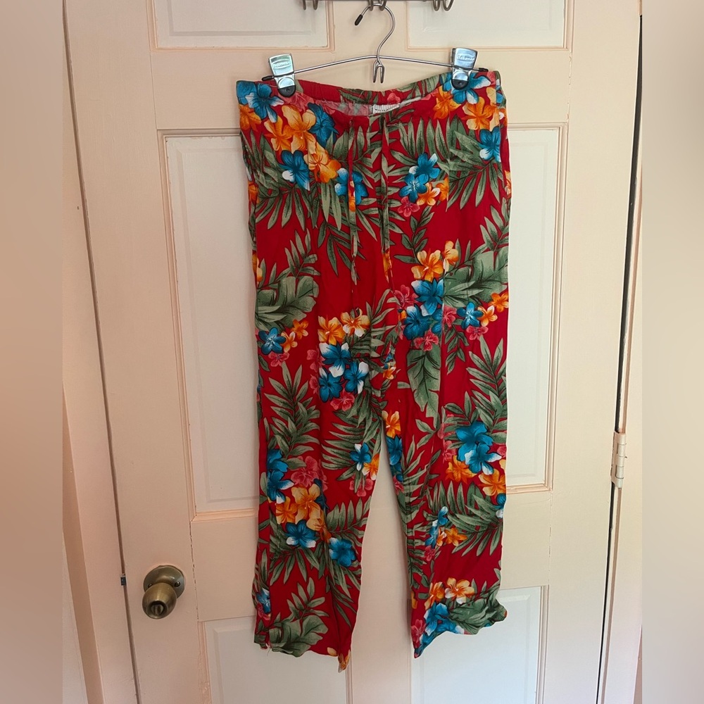 White Stag Red Floral Pants